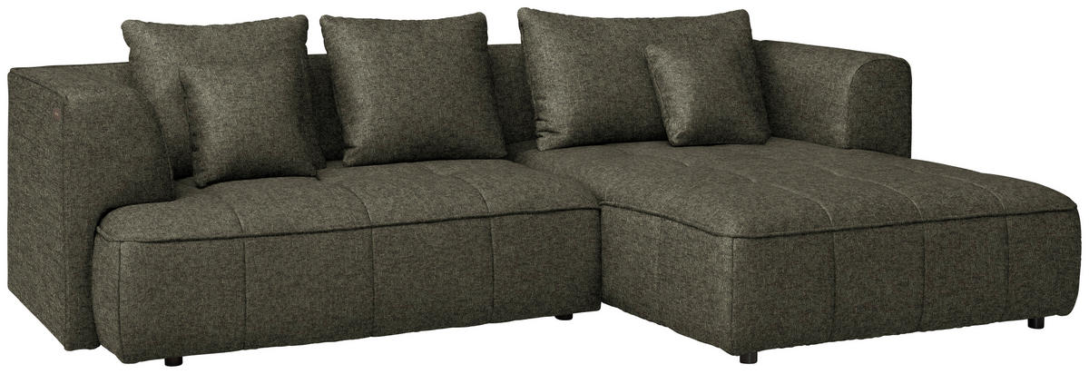 ECKSOFA Webstoff Olivgrün  - Schwarz/Olivgrün, Design, Kunststoff/Textil (288/188cm) - Welnova