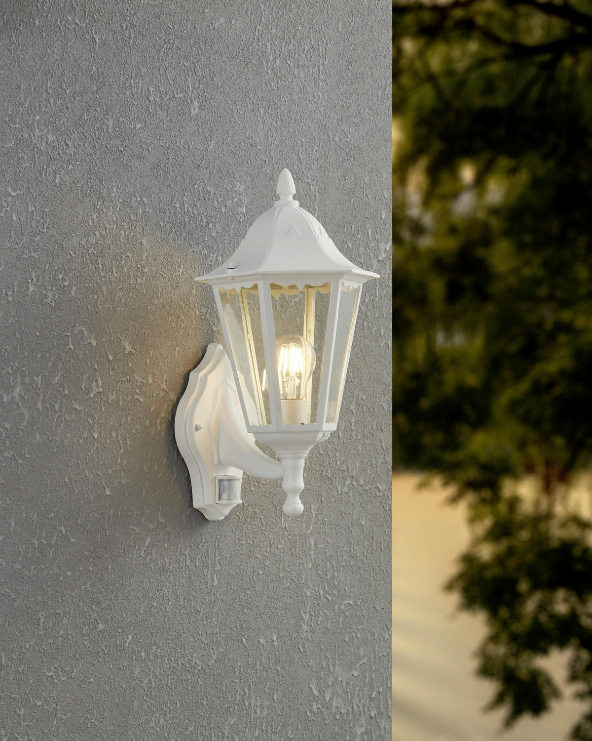 VONKAJŠIE NÁSTENNÉ SVIETIDLO, 20 cm  - číra/biela, Basics, kov/sklo (20cm) - Eglo