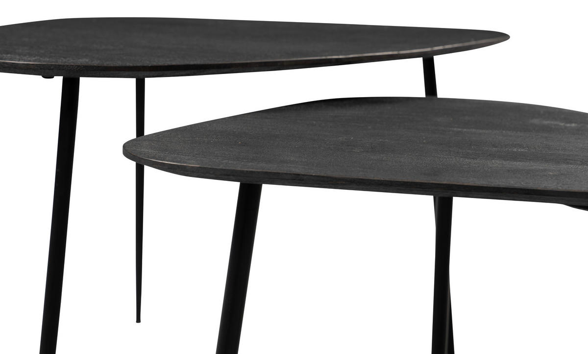 BEISTELLTISCHSET Akazie Freiform Schwarz  - Schwarz, Basics, Holz/Metall (42-67/42-52/40-50cm)
