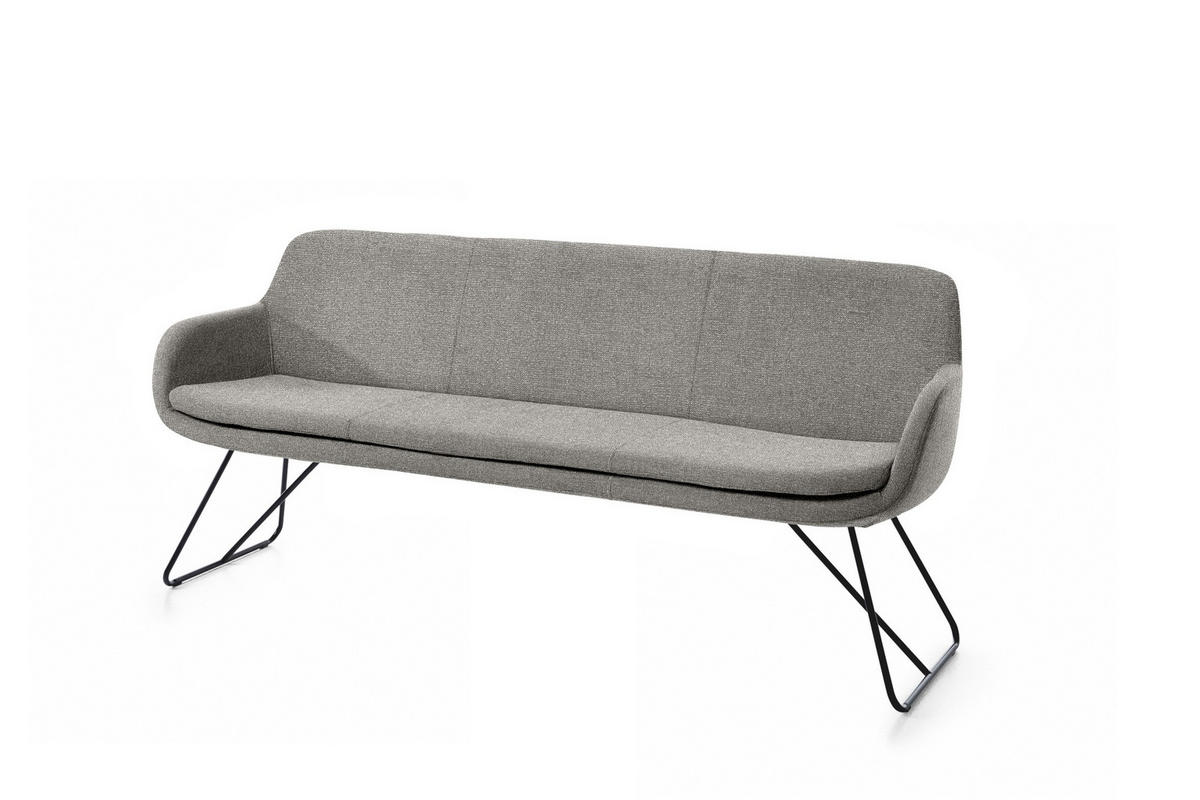 SITZBANK 180/87/65 cm Webstoff Taupe Metall  - Taupe/Schwarz, Design, Textil/Metall (180/87/65cm) - Musterring
