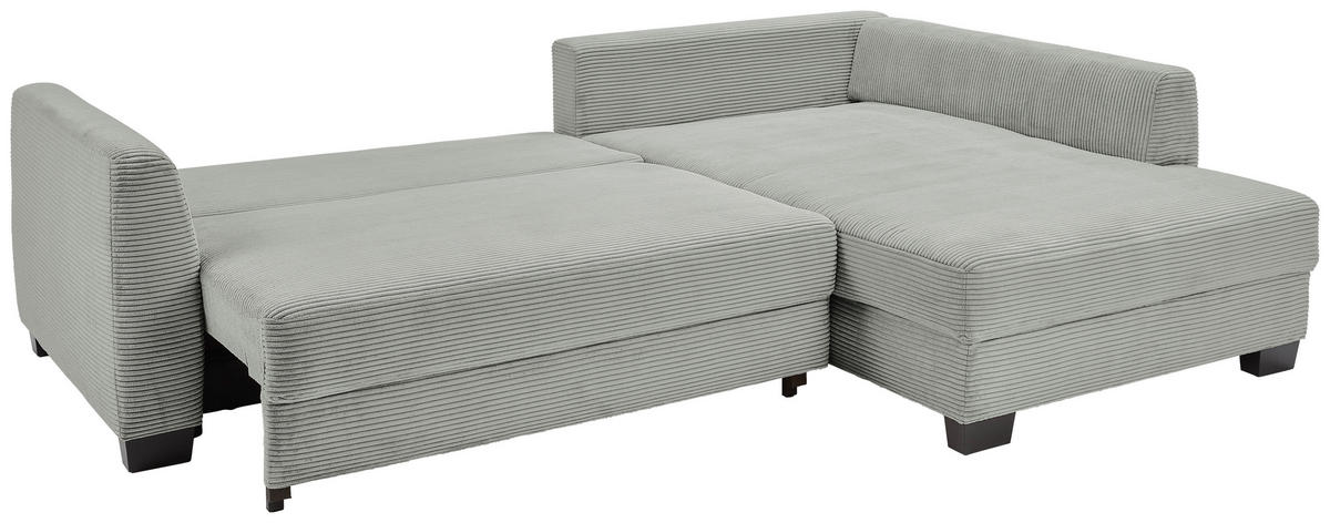 ECKSOFA in Cord Hellgrau  - Hellgrau/Schwarz, Konventionell, Holz/Textil (267/181cm) - Carryhome