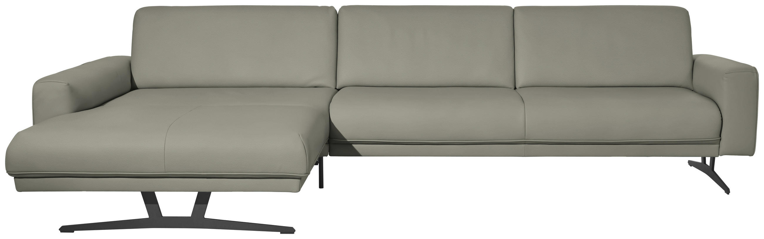 ECKSOFA in Echtleder Hellgrau  - Anthrazit/Hellgrau, Konventionell, Leder/Metall (179/324cm) - Johann Jakob