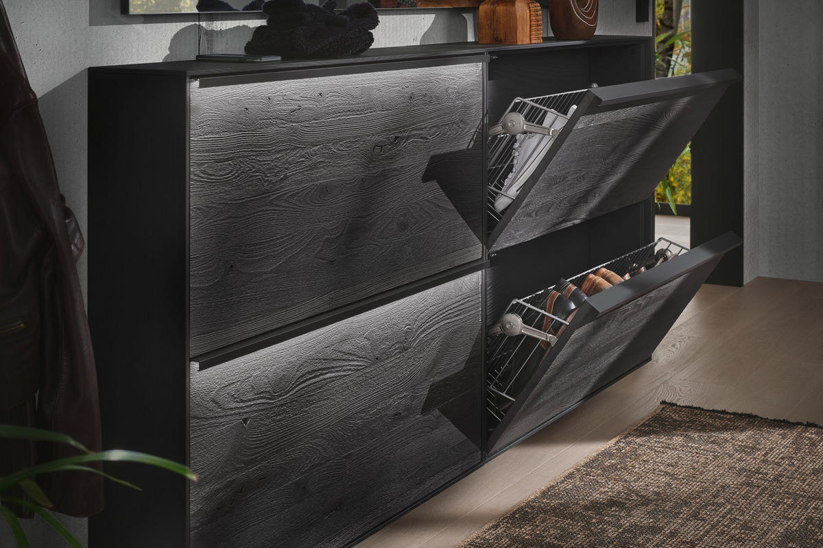 HÄNGESCHUHSCHRANK LENYA GARDEROBEN  in 98/88/20 cm  - Anthrazit/Schwarz, Design, Holz/Metall (98/88/20cm) - Johann Jakob