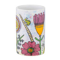 ZAHNPUTZBECHER Keramik  - Gelb/Lila, Trend, Keramik (6,5/11/6,5cm) - Wenko