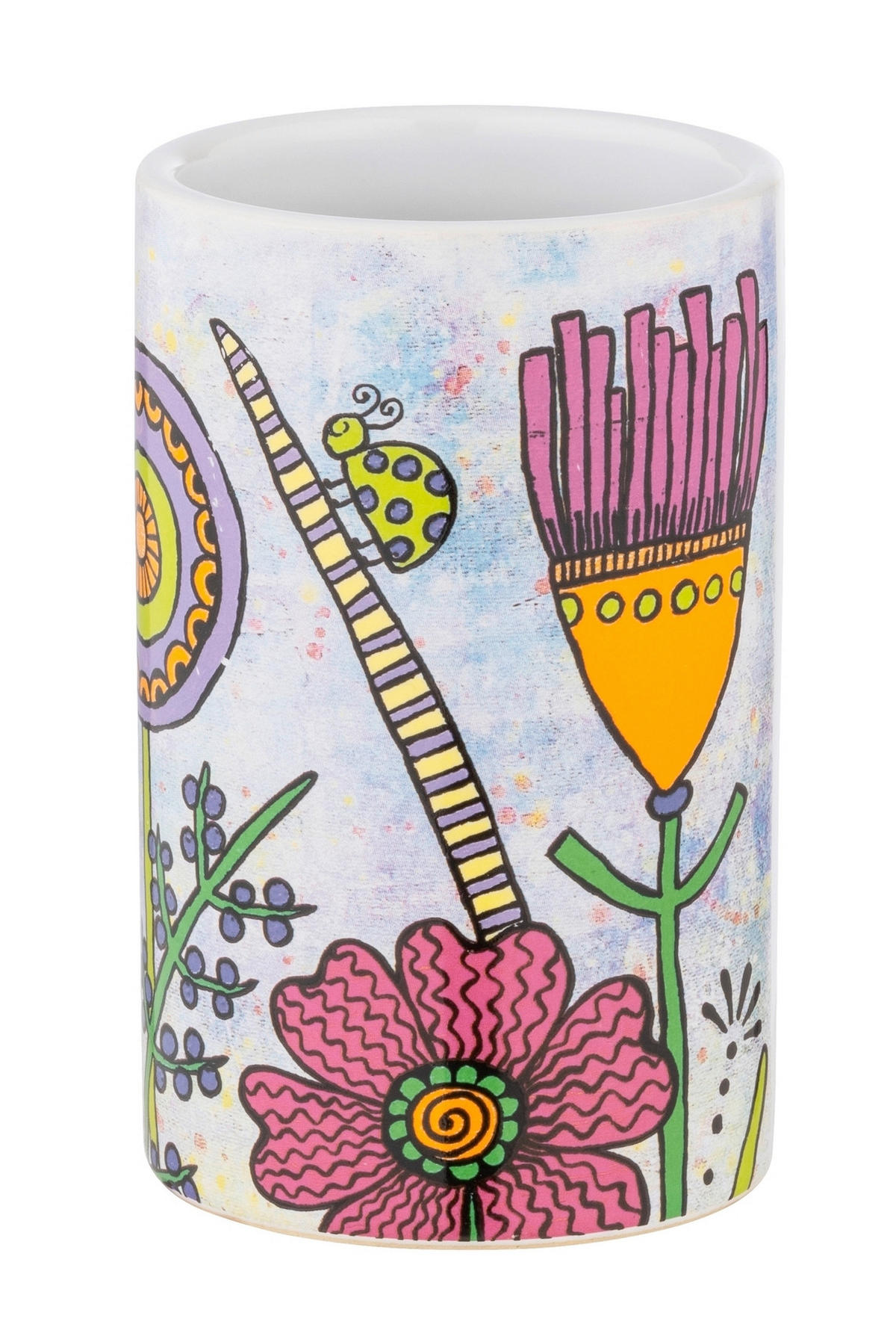ZAHNPUTZBECHER Keramik  - Gelb/Lila, Trend, Keramik (6,5/11/6,5cm) - Wenko