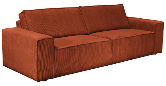 3-SITZER-SOFA Cord Rostfarben - Rostfarben/Schwarz, KONVENTIONELL, Kunststoff/Textil (248/76/95cm) - Carryhome