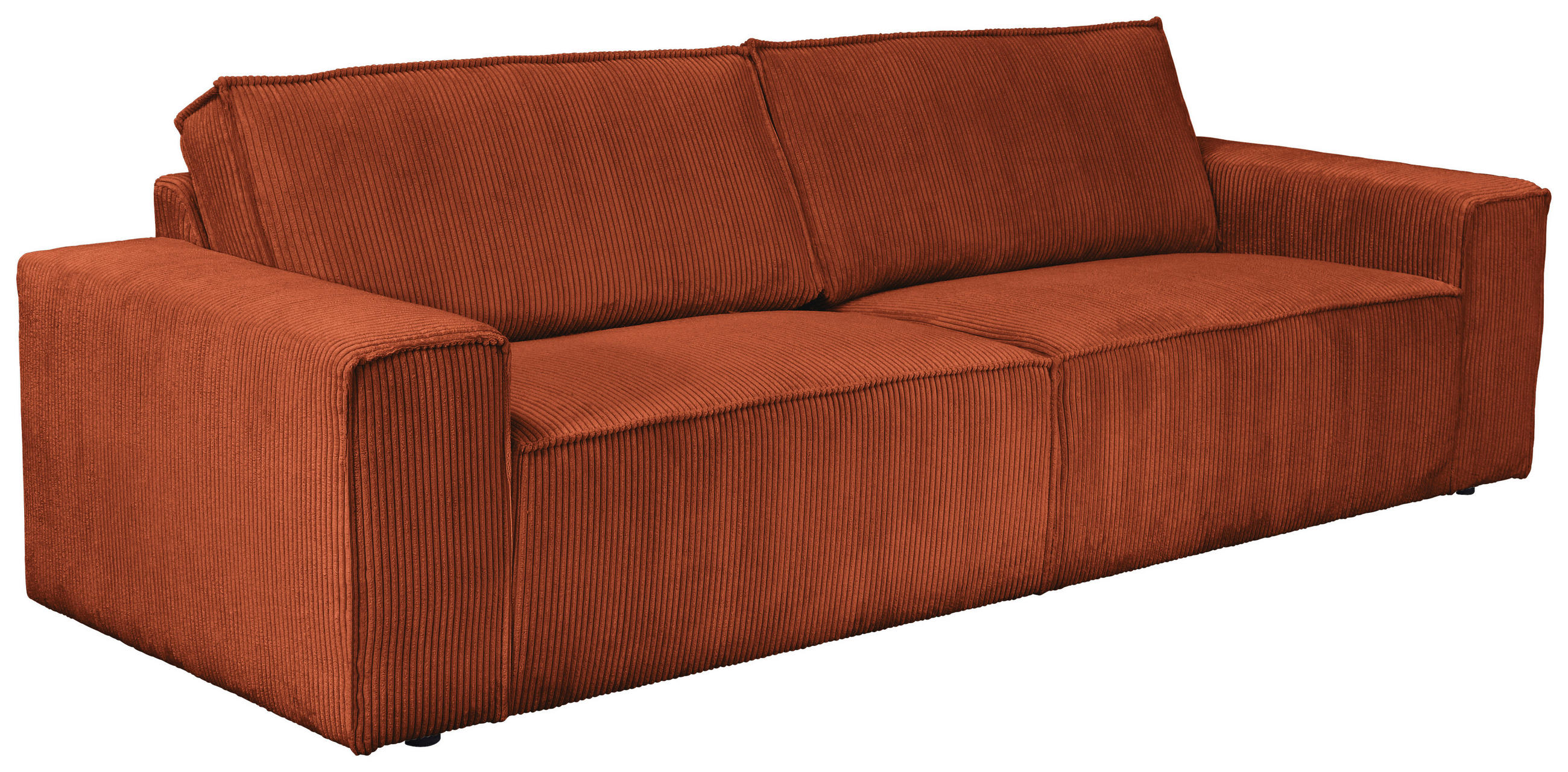 3-SITZER-SOFA Cord Rostfarben - Rostfarben/Schwarz, KONVENTIONELL, Kunststoff/Textil (248/76/95cm) - Carryhome
