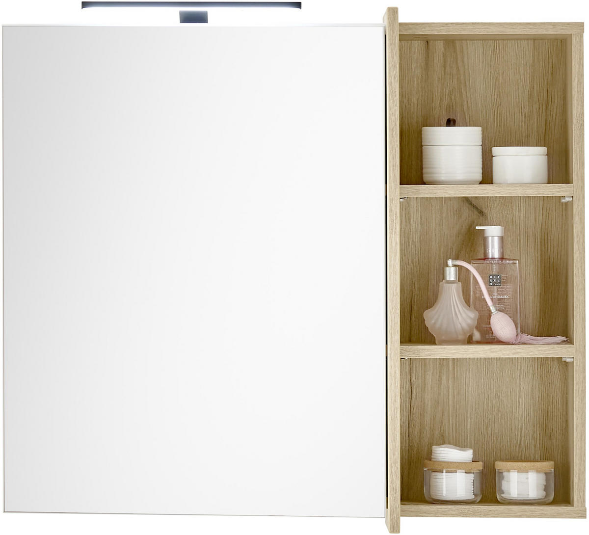 SPIEGELSCHRANK 80/72/22 cm  - Eichefarben/Weiß, LIFESTYLE, Glas/Holzwerkstoff (80/72/22cm) - home24