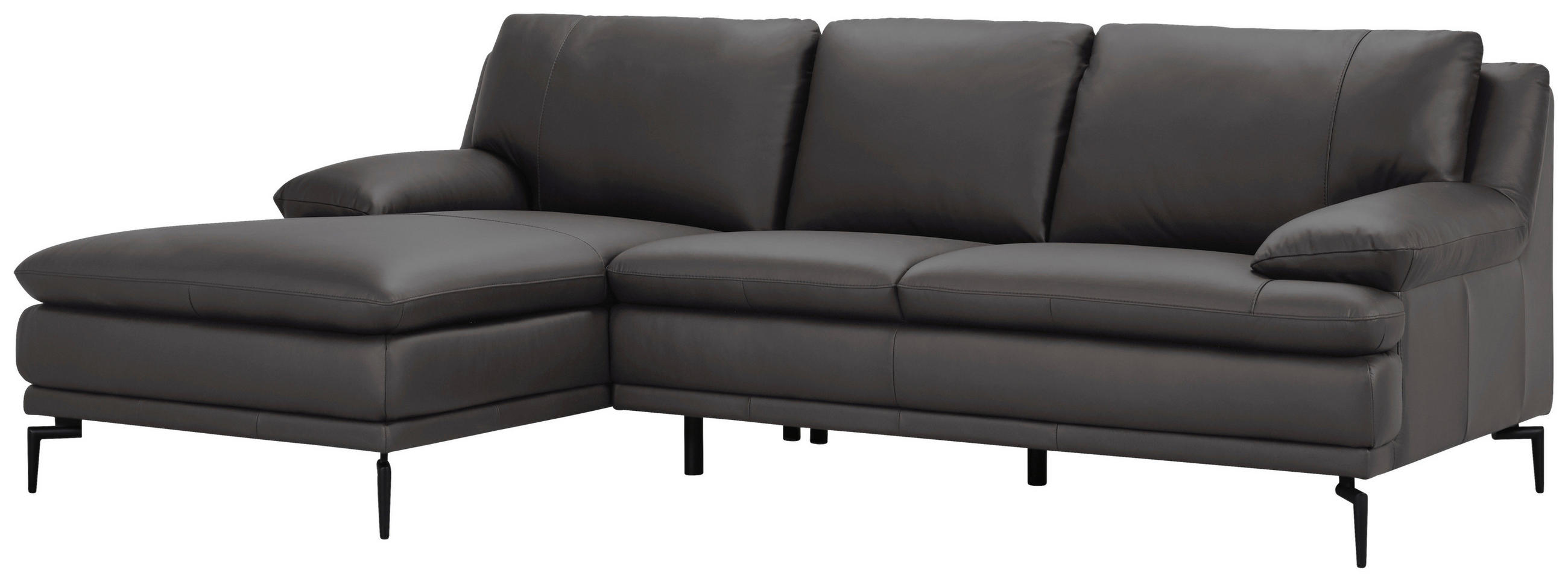 ECKSOFA Grau Echtleder  - Schwarz/Grau, Design, Leder (158/248cm) - MID.YOU
