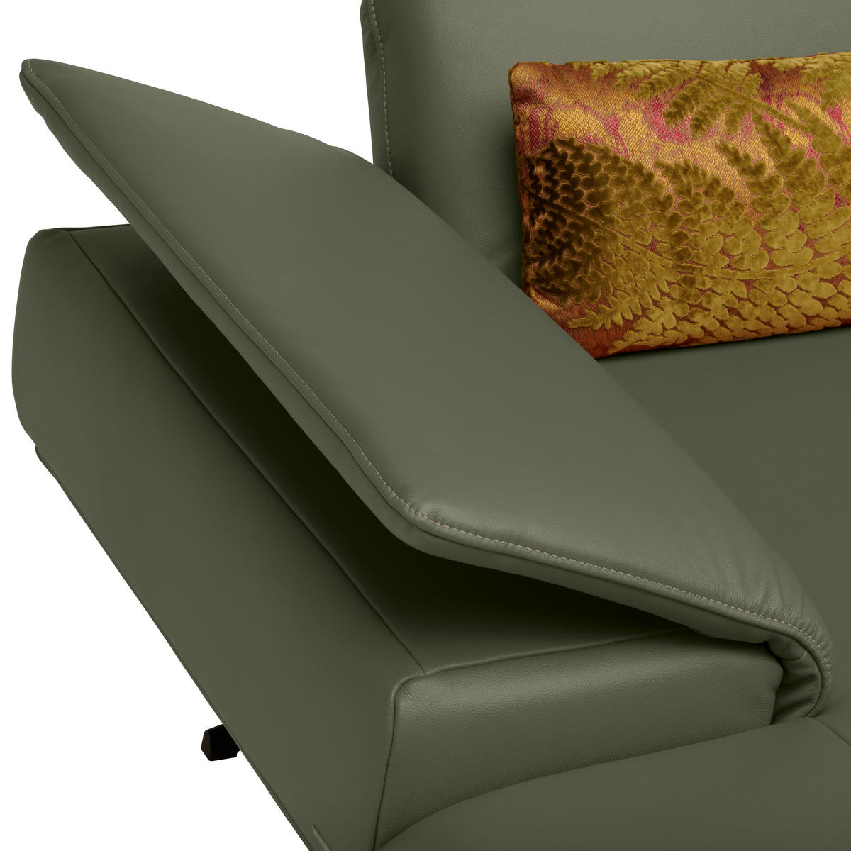 ECKSOFA in Echtleder Grün  150/242 cm  - Beige/Schwarz, Design, Leder/Metall (150/242cm) - Koinor