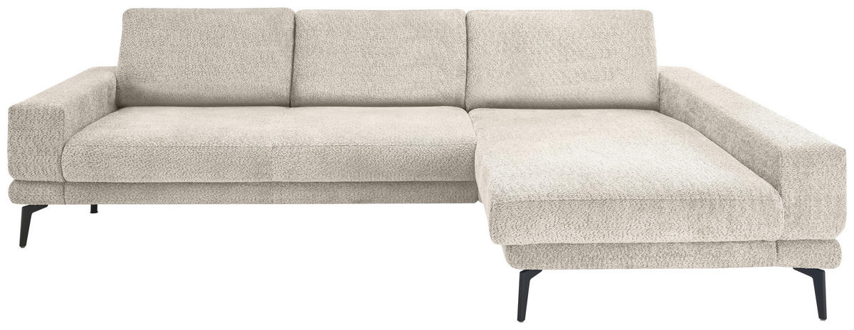 ECKSOFA Sandfarben Chenille  - Sandfarben/Schwarz, KONVENTIONELL, Textil/Metall (294/184cm) - SetOne by Musterring