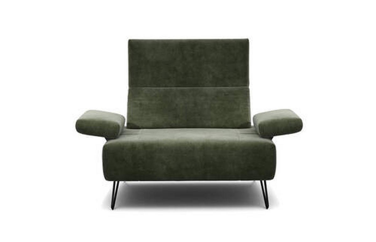 SESSEL in Samt Waldgrün  - Waldgrün/Schwarz, Design, Textil/Metall (114-142/85/86-94cm) - SENSOO
