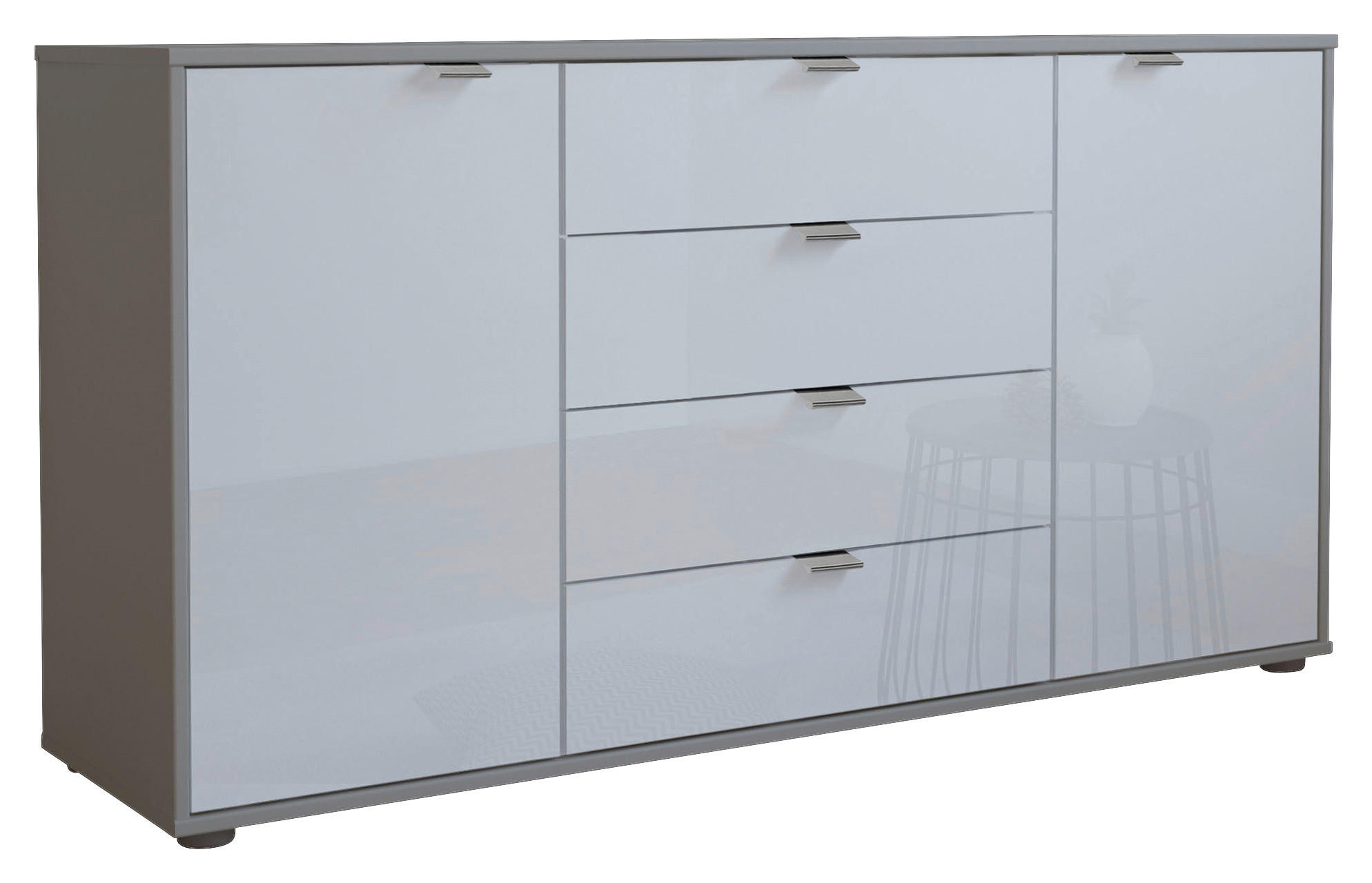 SIDEBOARD  in 140/70/43 cm  - Chromfarben/Schwarz, KONVENTIONELL, Glas/Holzwerkstoff (140/70/43cm) - Dieter Knoll
