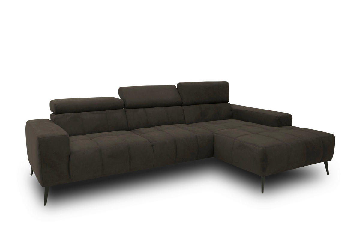 ECKSOFA TRENTO Mikrofaser  - Dunkelgrau/Schwarz, MODERN, Textil/Metall (287/175cm) - MID.YOU