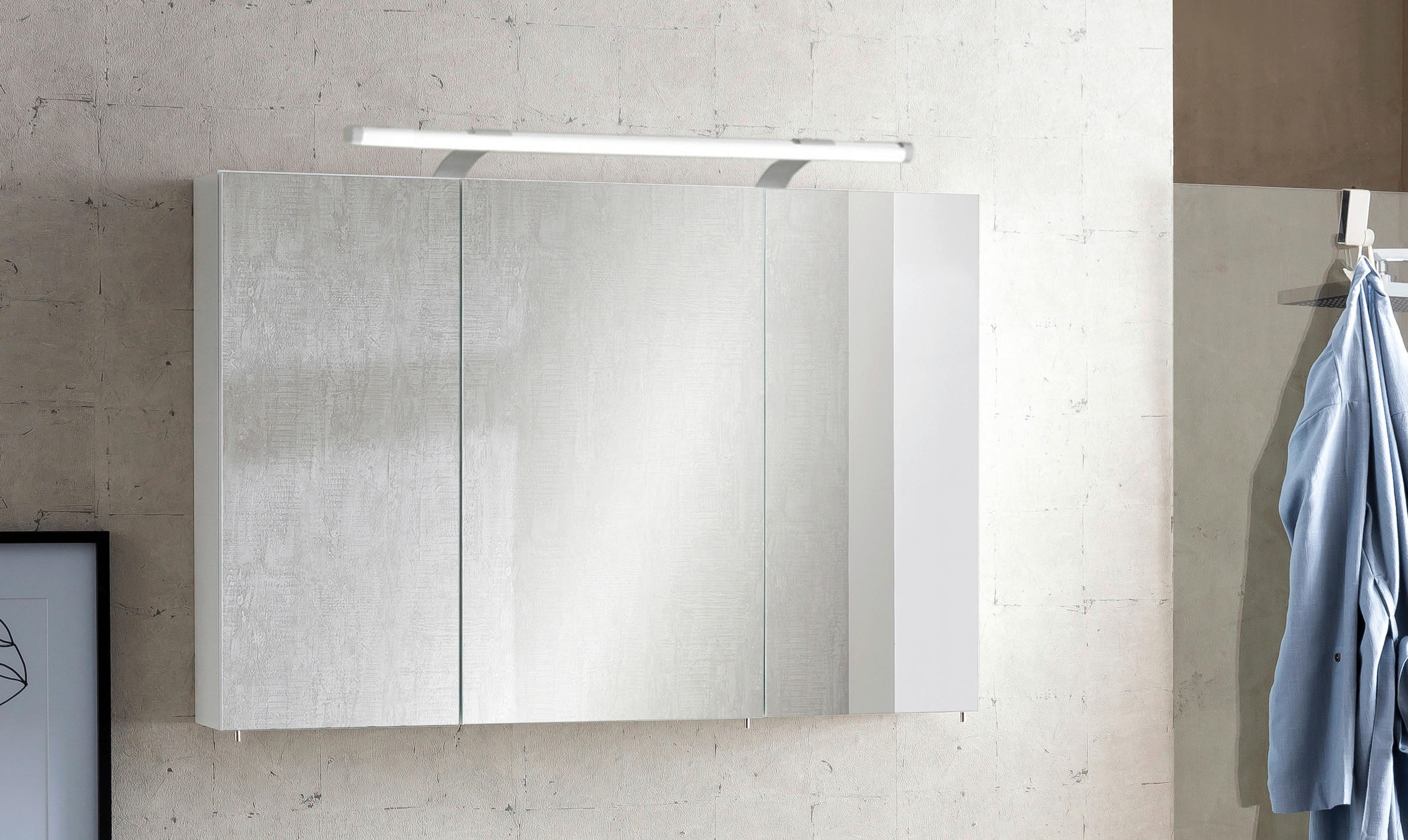 SPIEGELSCHRANK 100/75,7/16 cm  - Weiß Hochglanz/Silberfarben, MODERN, Glas/Holzwerkstoff (100/75,7/16cm) - MID.YOU