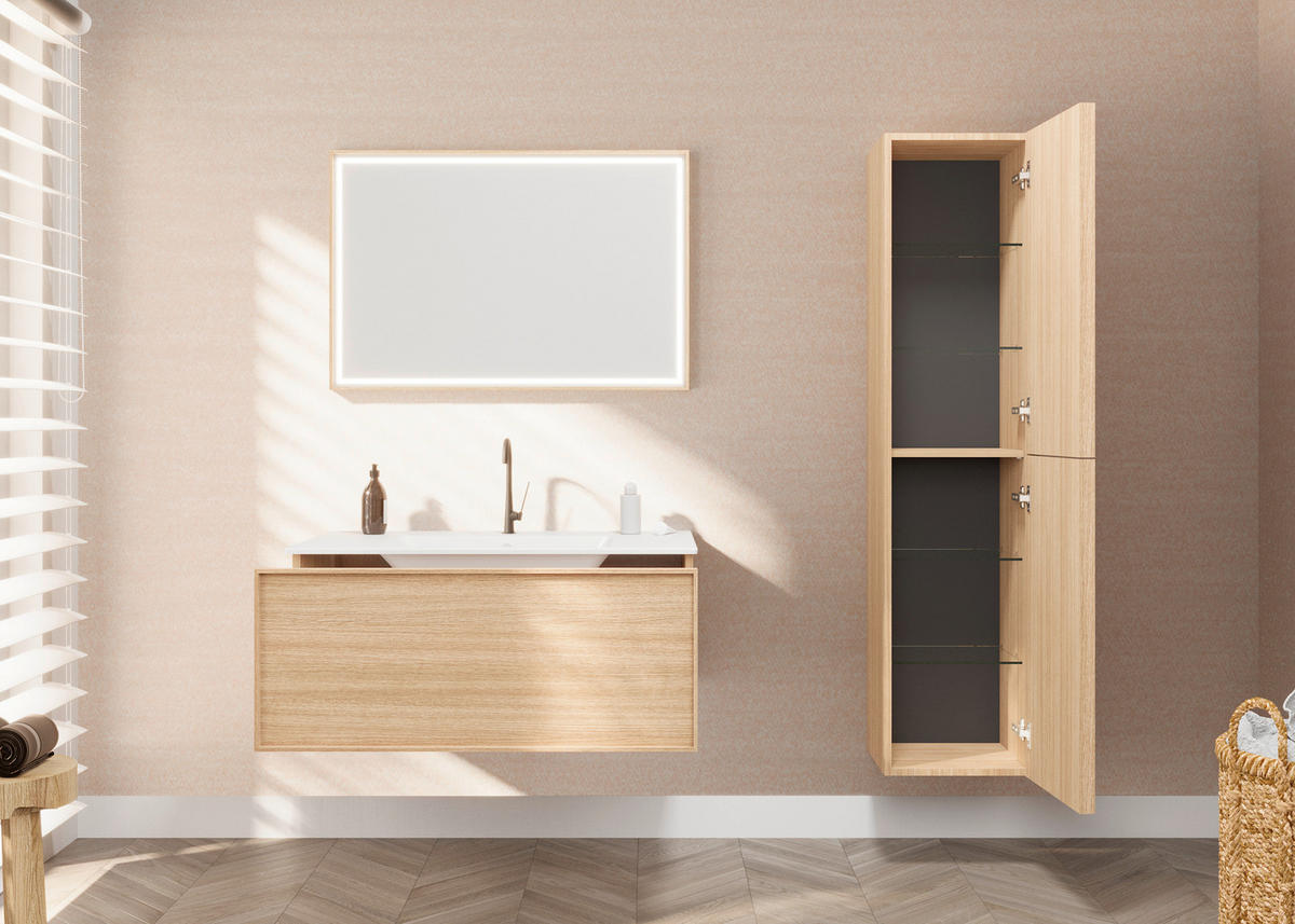 OGLEDALO KUPAONSKO  100/70/4 cm  - Moderno, staklo/drvni materijal (100/70/4cm)