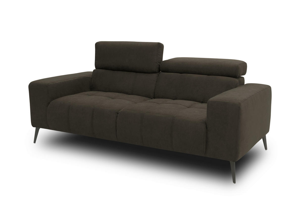 2-SITZER-SOFA TRENTO Mikrofaser  - Dunkelgrau/Schwarz, MODERN, Textil/Metall (208/79/104cm) - MID.YOU