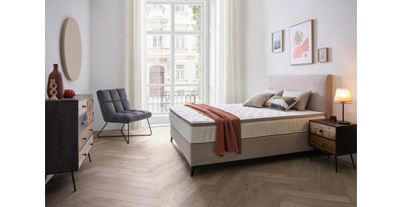 BOXSPRINGBETT 140/200 cm  in Beige  - Beige/Schwarz, Design, Kunststoff/Textil (140/200cm) - Hom`in