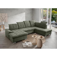 WOHNLANDSCHAFT in Mikrofaser Dunkelgrün  - Chromfarben/Dunkelgrün, Modern, Kunststoff/Textil (169/330/212cm) - Livetastic