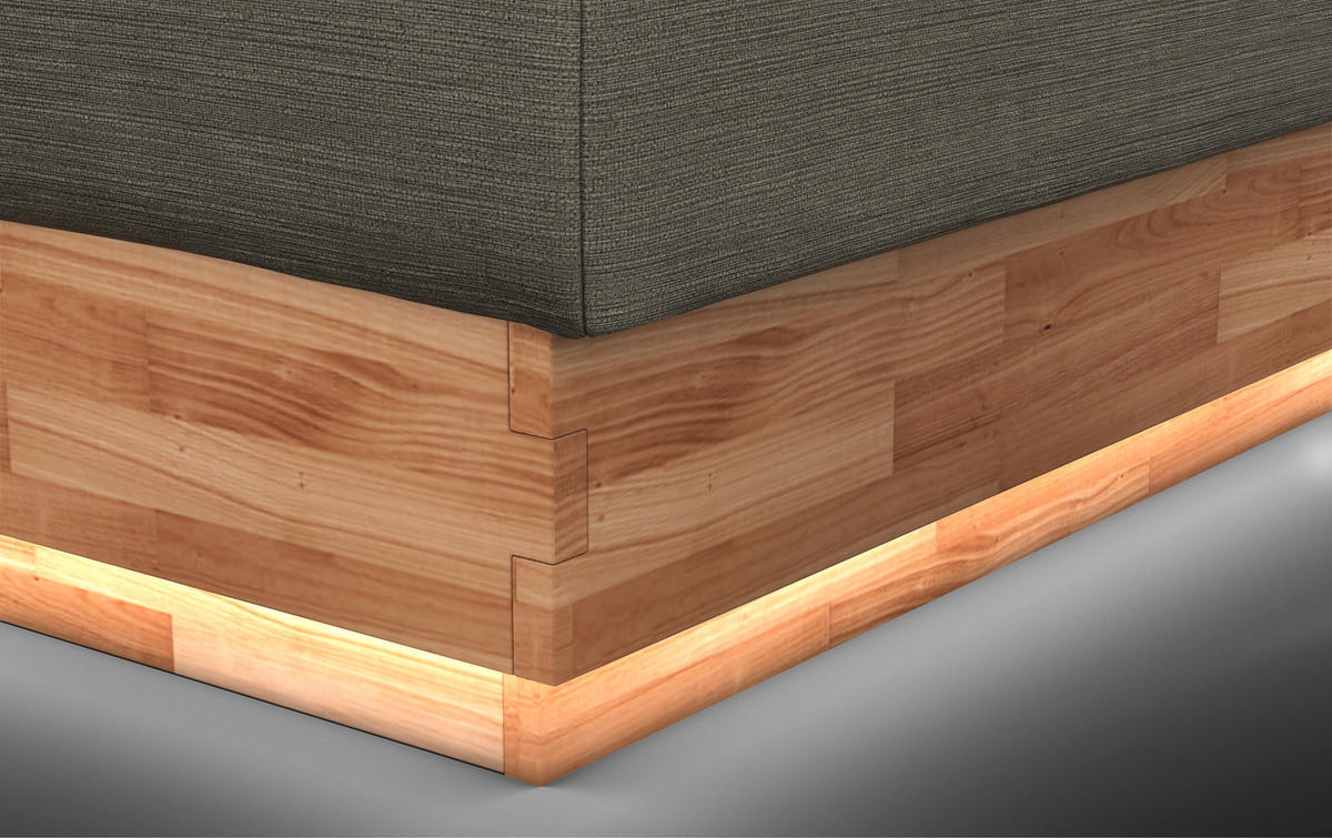 BOXSPRING-ÁGY 180/200 cm  zöld  - fekete/zöld, Natur, textil/fa (180/200cm)
