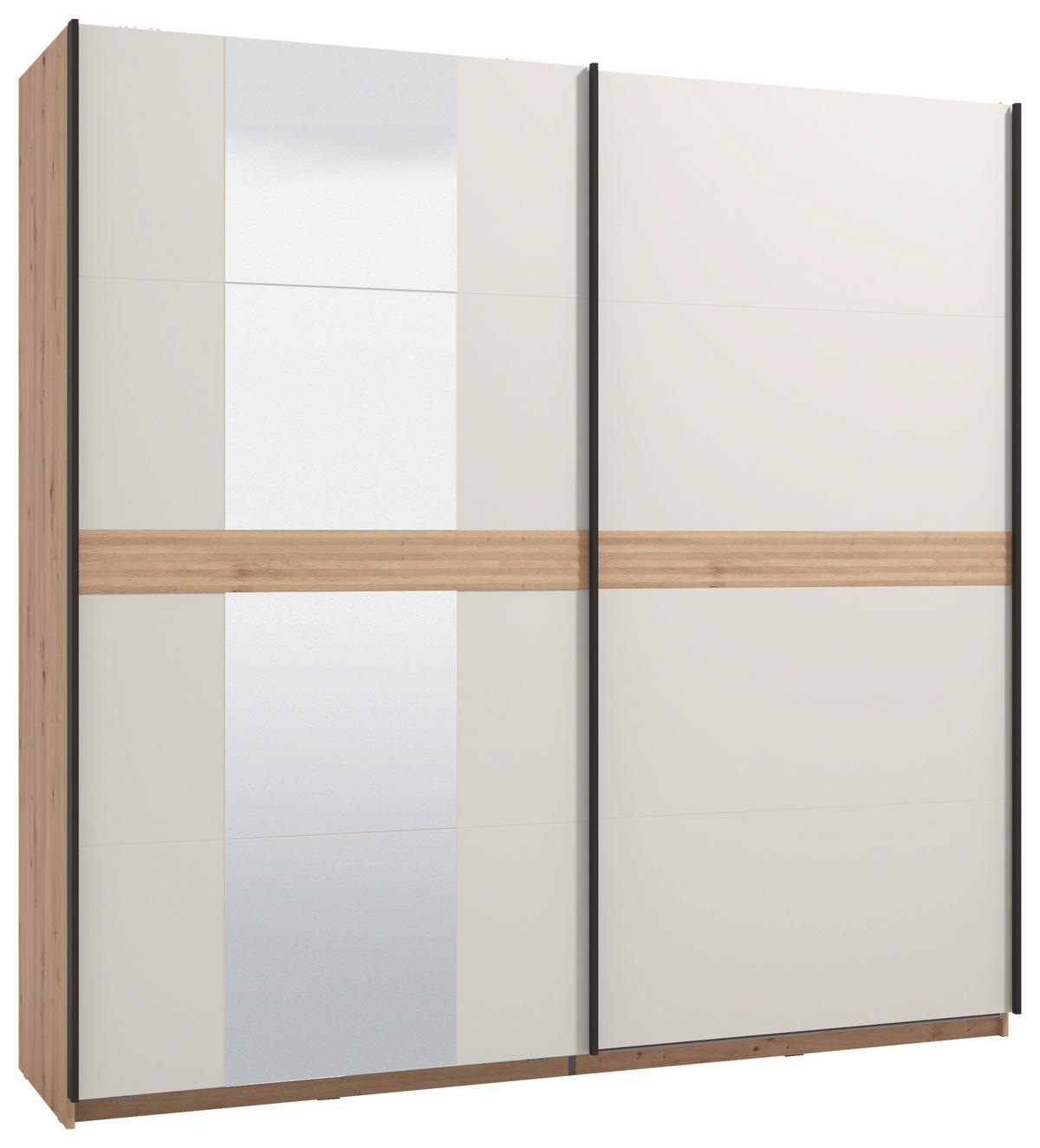 SCHWEBETÜRENSCHRANK  in Kaschmir, Eiche Artisan  - Kaschmir/Eiche Artisan, KONVENTIONELL, Glas/Holzwerkstoff (220/217/62cm) - Stylife