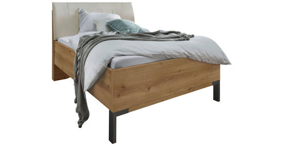 BETT 90/200 cm in Champagner, Eiche Bianco - Schieferfarben/Eiche Bianco, KONVENTIONELL, Holzwerkstoff/Textil (90/200cm) - Dieter Knoll