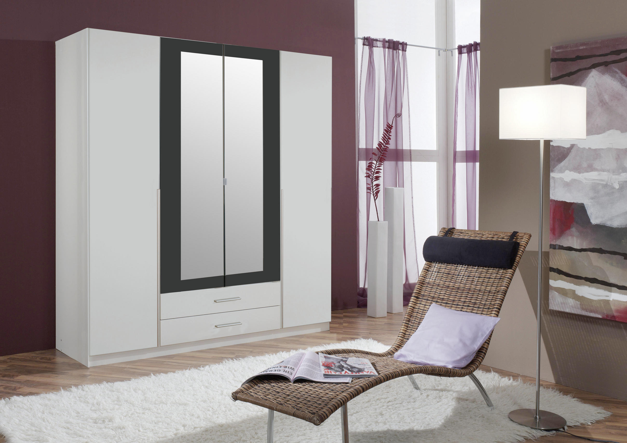 DREHTÜRENSCHRANK 180/197/58 cm 4-türig  - Alufarben/Graphitfarben, Design, Glas/Holzwerkstoff (180/197/58cm) - Carryhome