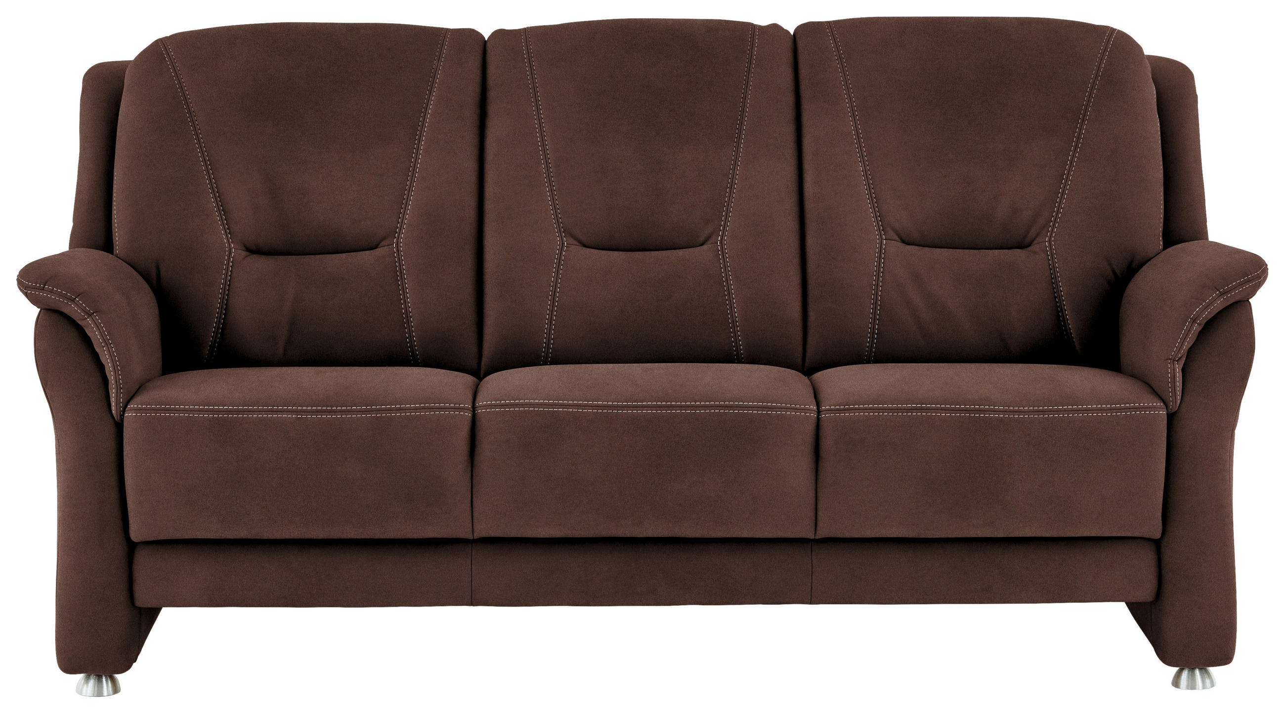 3-SITZER-SOFA in Mikrofaser Braun  - Beige/Alufarben, Konventionell, Textil/Metall (198/100/89cm) - Beldomo Comfort