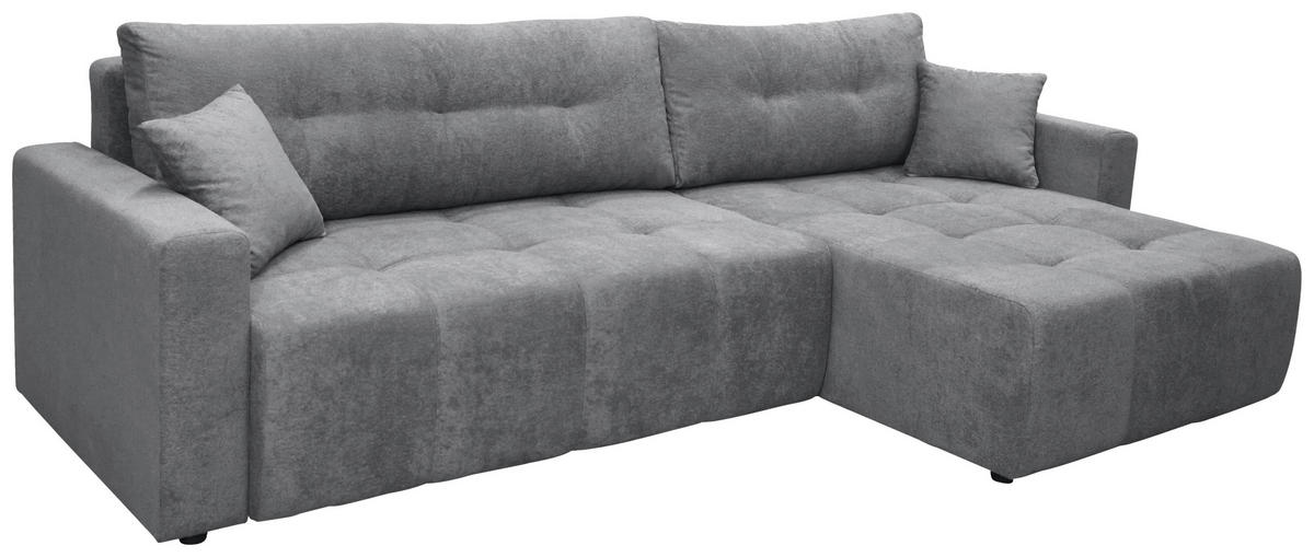 ECKSOFA LAGUNA Grau Frottee  - Schwarz/Grau, Design, Kunststoff/Textil (260/143cm) - MID.YOU