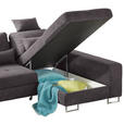 ECKSOFA in Flachgewebe Dunkelbraun  - Dunkelbraun, Design, Textil/Metall (260/188cm) - Hom`in