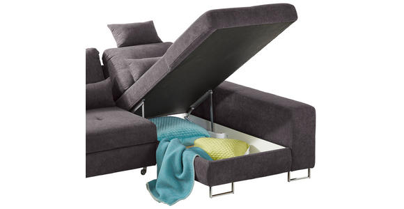 ECKSOFA in Flachgewebe Dunkelbraun  - Dunkelbraun, Design, Textil/Metall (260/188cm) - Hom`in