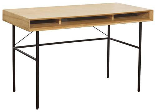 SCHREIBTISCH 120/60/75 cm  in Schwarz, Eichefarben  - Eichefarben/Schwarz, KONVENTIONELL (120/60/75cm) - hülsta