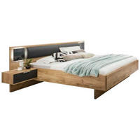 BETTANLAGE - Plankeneiche/Dunkelgrau, KONVENTIONELL, Glas/Textil (180/200cm) - Carryhome