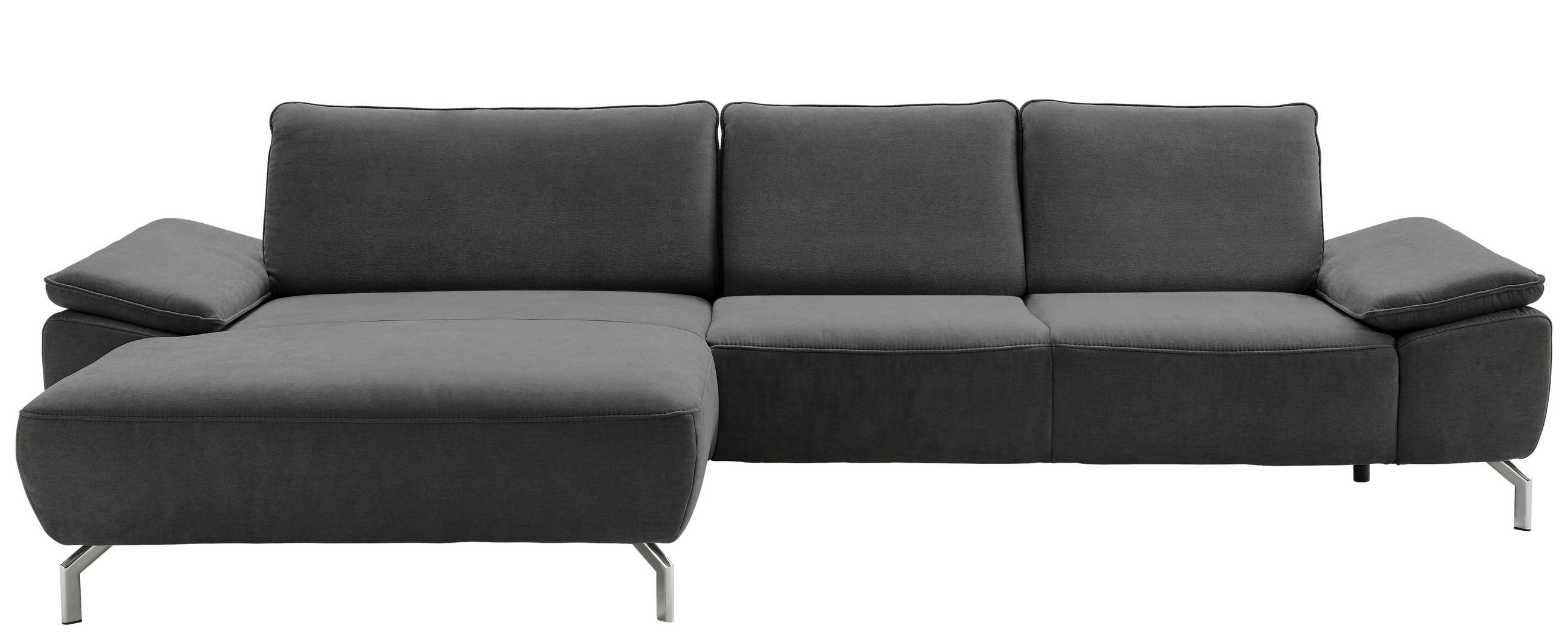 ECKSOFA Anthrazit Chenille - Chromfarben/Anthrazit, Design, Textil/Metall (181/335cm) - Musterring
