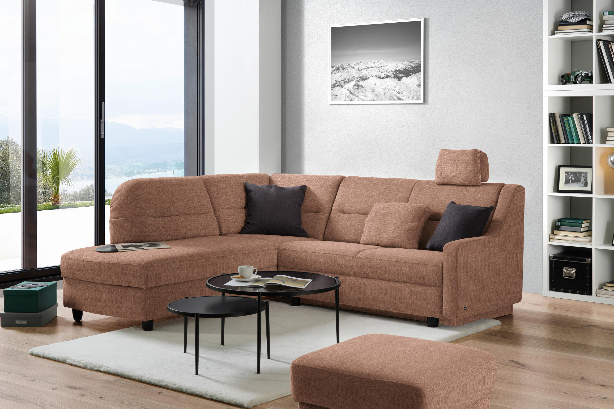 ECKSOFA in Chenille Braun  208/226 cm  - Schwarz/Braun, KONVENTIONELL, Textil (208/226cm) - Sedda