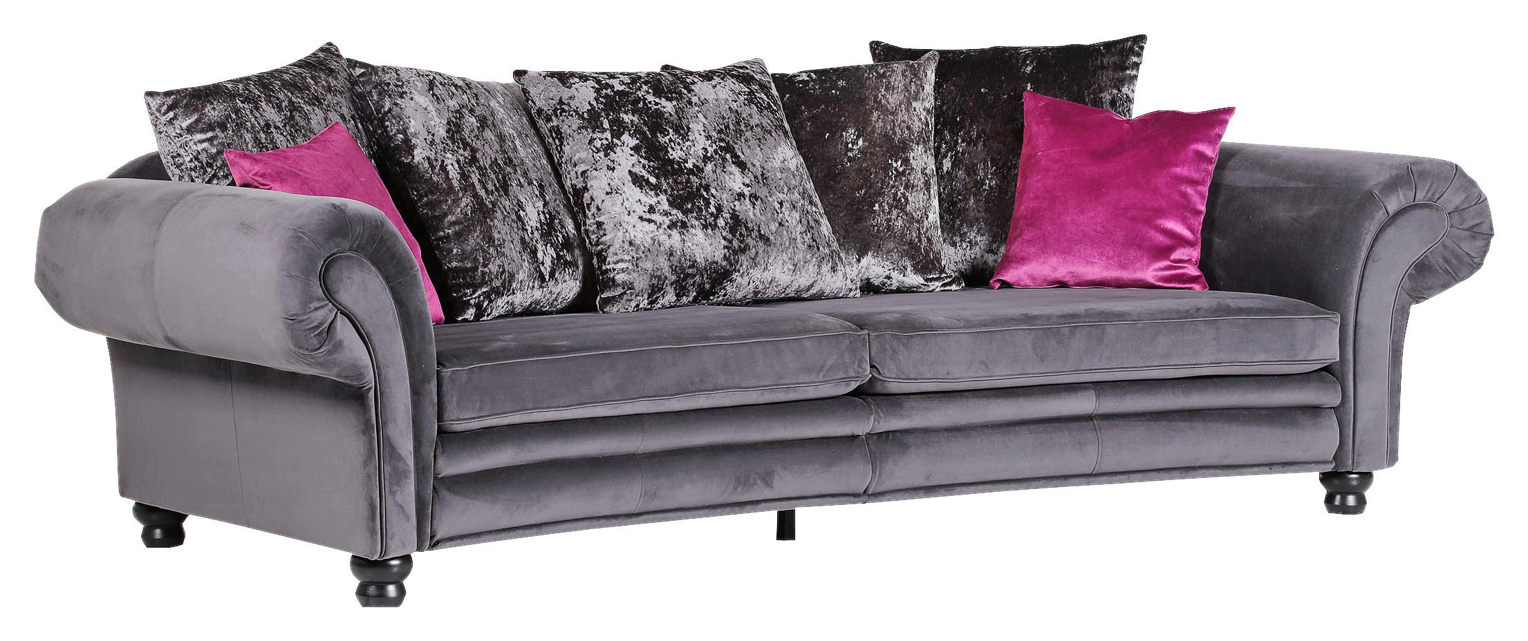 MEGASOFA Flachgewebe Grau  - Pink/Dunkelgrau, ROMANTIK / LANDHAUS, Holz/Textil (276/81/140cm) - Landscape
