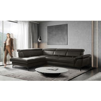 ECKSOFA  in Lederlook Echtleder Dunkelbraun  220/274 cm  - Dunkelbraun/Schwarz, Design, Leder/Textil (220/274cm) - Livetastic