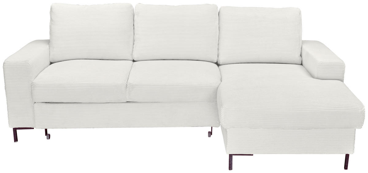 ECKSOFA Creme Cord  - Creme/Schwarz, KONVENTIONELL, Textil/Metall (240/150cm) - Carryhome