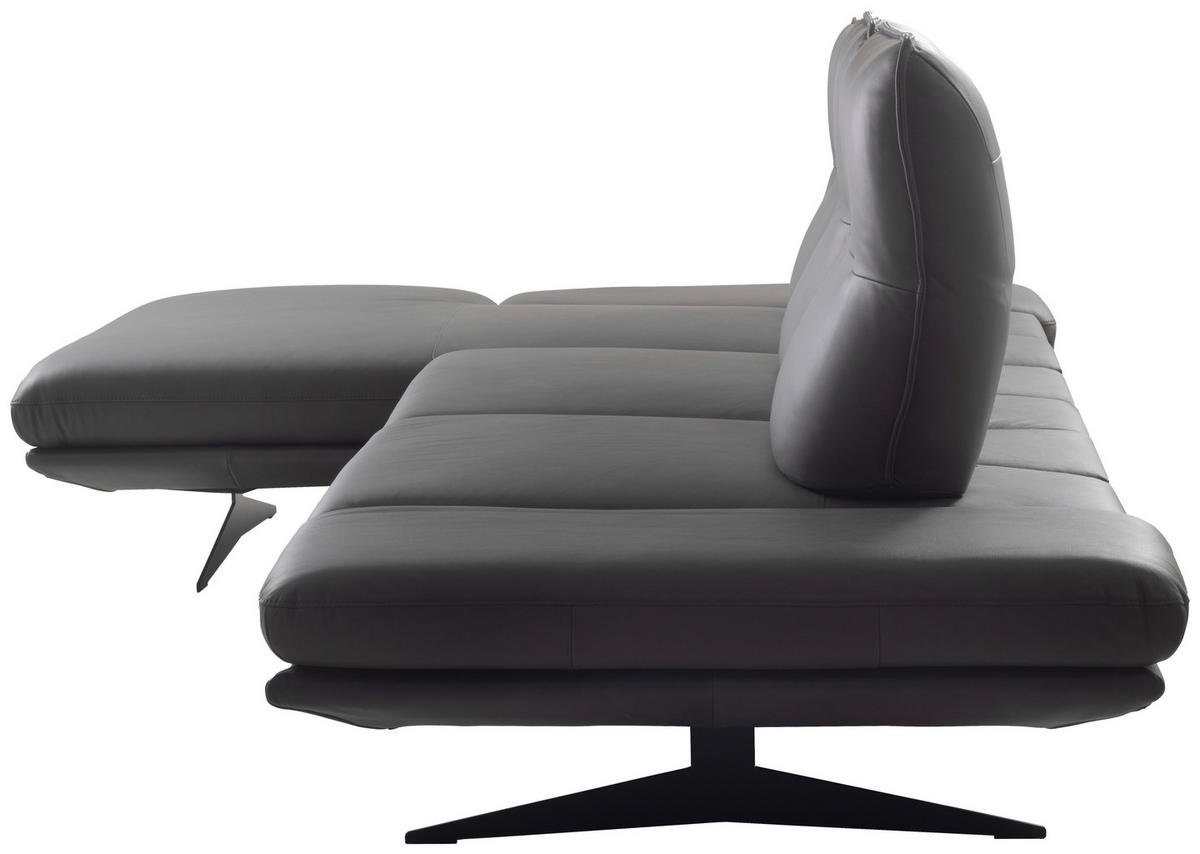 Colțar, piele, gri închis - gri închis/negru, Design, metal/piele (180/291cm) - Celina Home