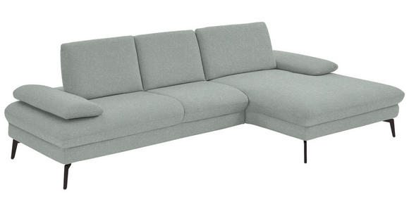 ECKSOFA in Chenille, Mikrofaser Hellblau, Salbeigrün 299/157 cm - Salbeigrün/Schwarz, Design, Textil/Metall (299/157cm) - Dieter Knoll