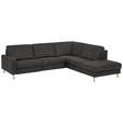 ECKSOFA Latina in Mikrofaser Anthrazit  275/242 cm  - Anthrazit/Alufarben, Design, Textil/Metall (275/242cm) - Dieter Knoll