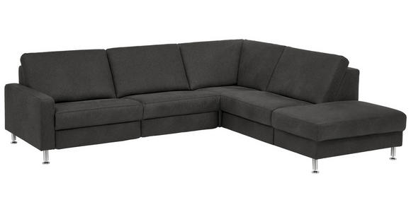 ECKSOFA Latina in Mikrofaser Anthrazit  275/242 cm  - Anthrazit/Alufarben, Design, Textil/Metall (275/242cm) - Dieter Knoll