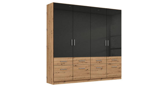 KLEIDERSCHRANK in Dunkelgrau, Eiche Artisan - Dunkelgrau/Silberfarben, Design, Holzwerkstoff/Kunststoff (181/197/54cm) - Carryhome