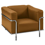 SESSEL in Echtleder Currygelb  - Chromfarben/Currygelb, Design, Leder/Metall (91/67/96cm) - Johann Jakob