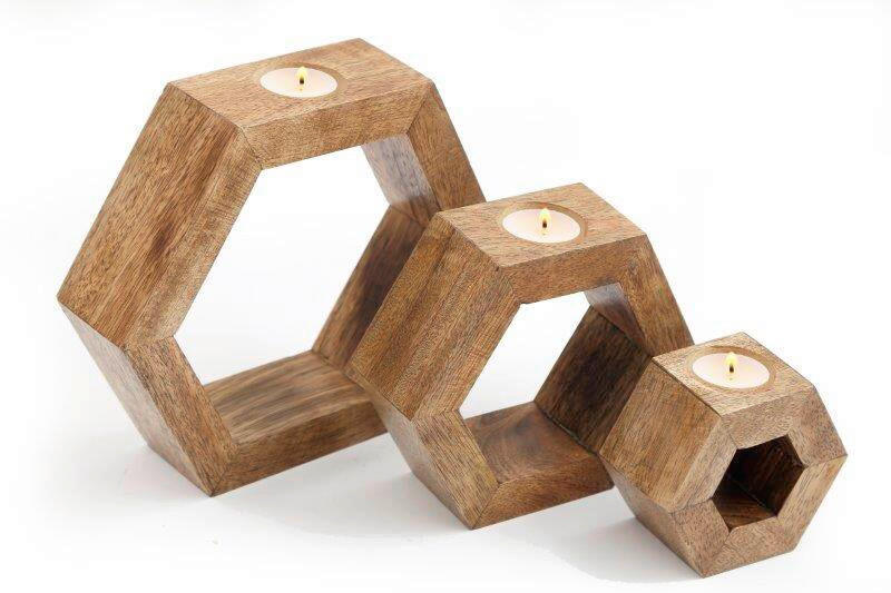 SVIETNIK NA ČAJOVÚ SVIEČKU  drevo - hnedá, Basics, drevo (20/17.5/5cm)