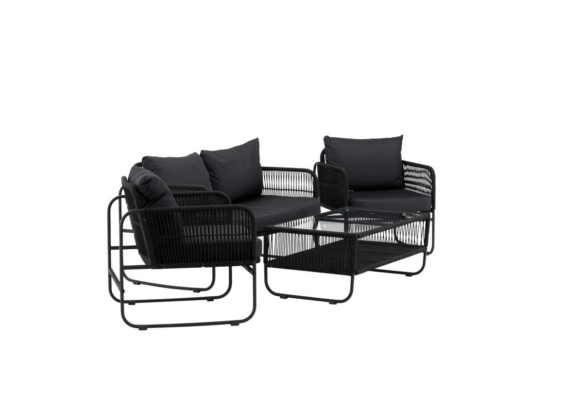 LOUNGEGRUPP 4 delar  - svart, Klassisk, metall/textil - Gardenson