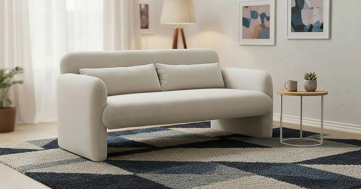 2-SITZER-SOFA MILA Samt Creme  - Creme/Schwarz, Design, Kunststoff/Textil (148/83/76cm) - MID.YOU