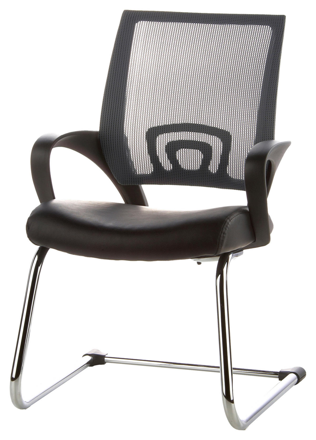 BESUCHERSTUHL Grau, Schwarz  - Silberfarben/Schwarz, Basics, Kunststoff/Textil (57/98/52cm) - MID.YOU