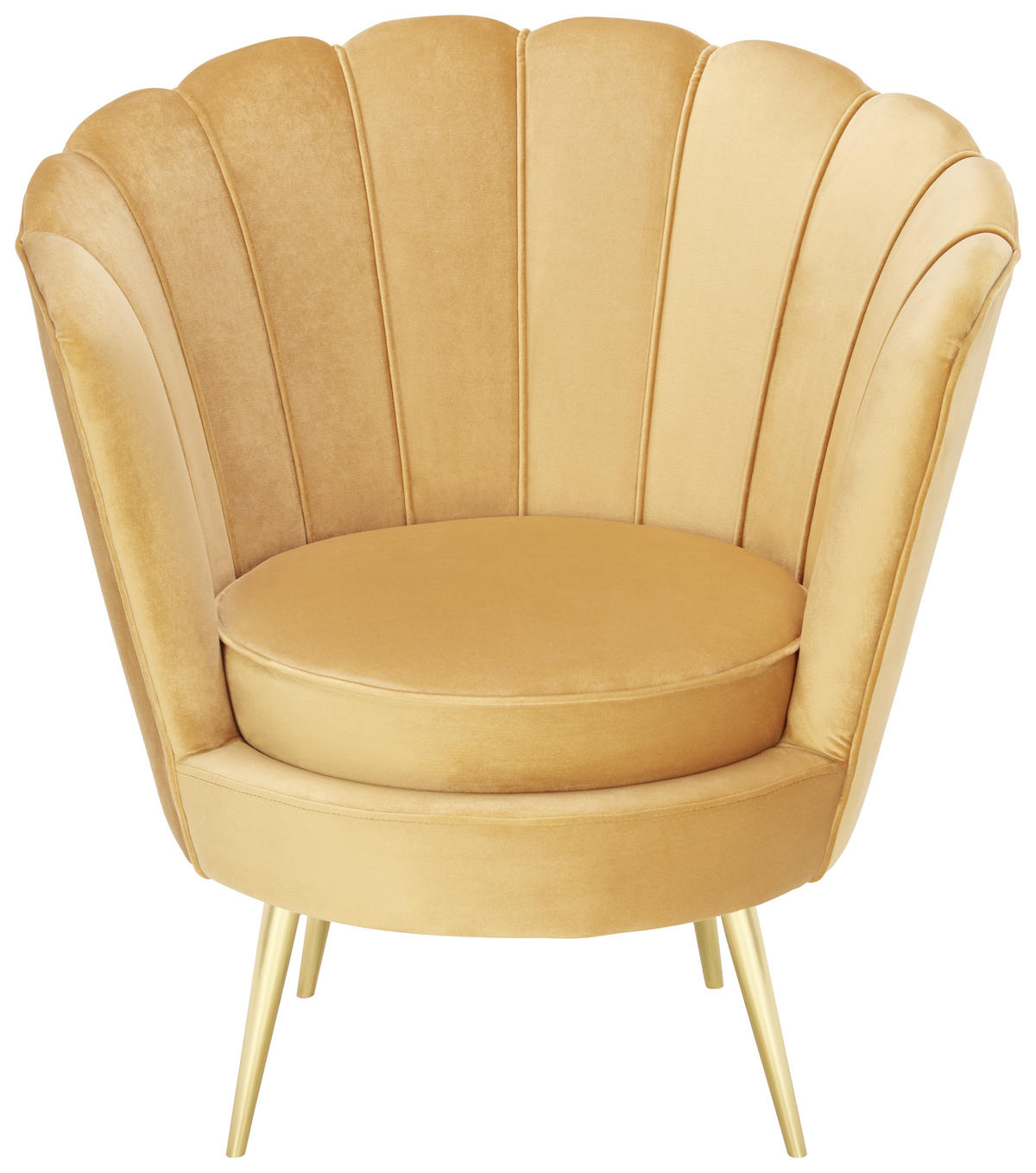 SESSEL in Samt Goldfarben, Currygelb  - Currygelb/Goldfarben, Trend, Textil/Metall (83/87/76cm) - Xora