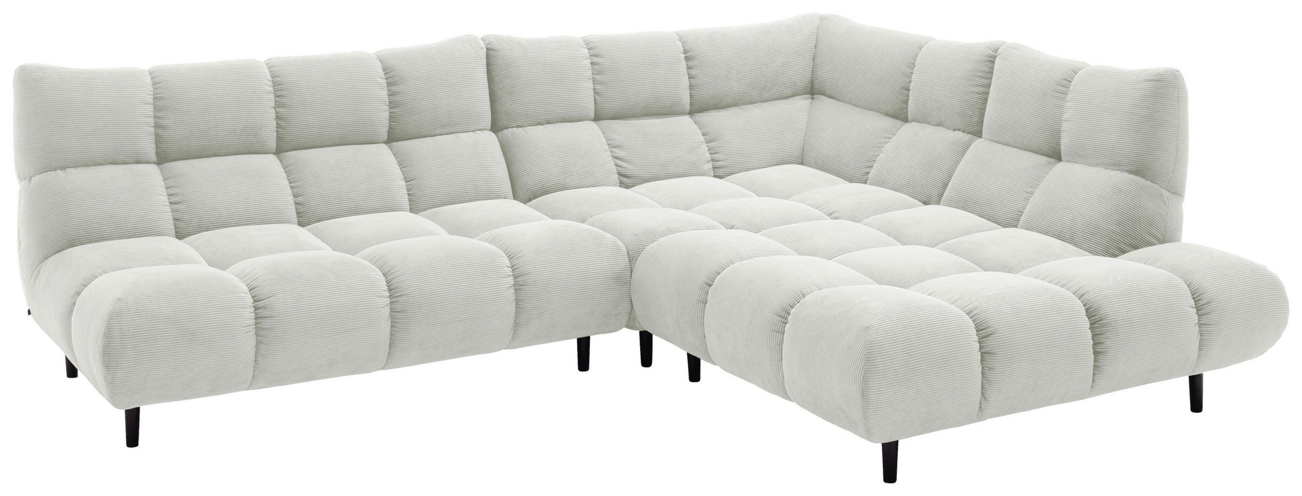 ECKSOFA Ottomane rechts, Eckteil  Weiß Feincord  - Schwarz/Weiß, Design, Holz/Textil (288/215cm) - Pure Home Lifestyle